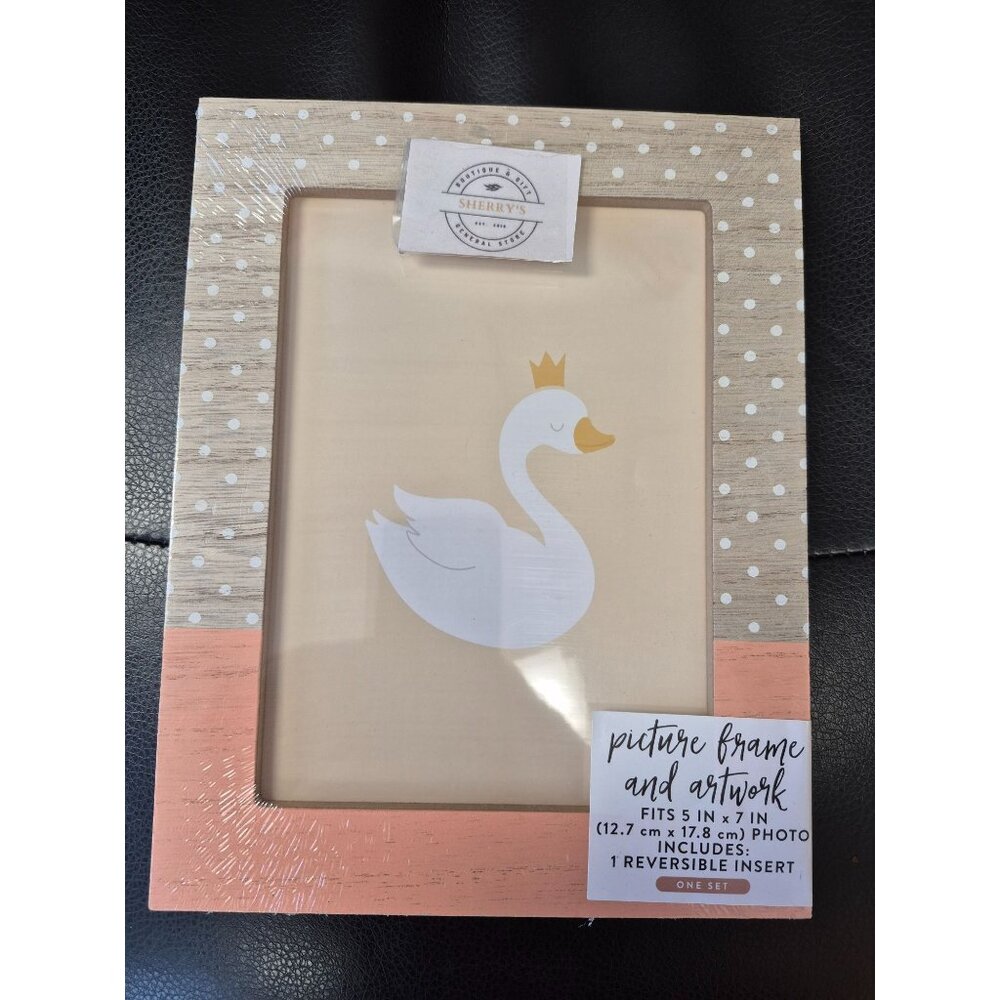 Swan Picture Frame & Artwork With Reversible Insert For 5" X 7" Photo By Horizon